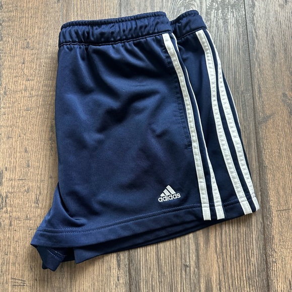 Adidas Women's Athletic Shorts in Navy with White Accents - Picture 6 of 6
